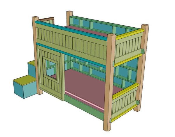 How to Build a DIY Bunk Bed with Stairs - TheDIYPlan