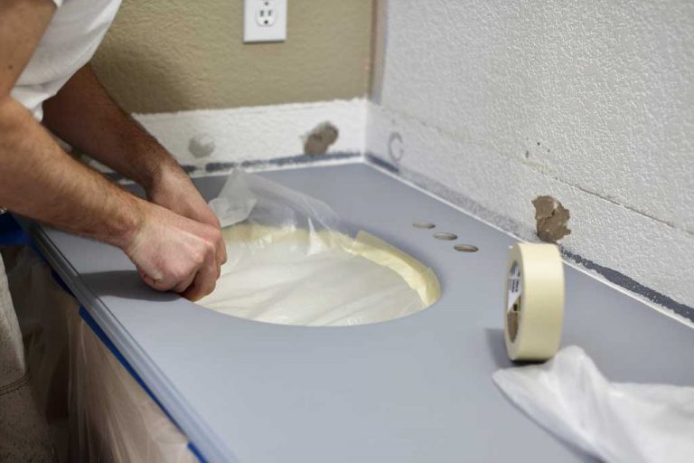 How to Refinish Bathroom Vanity Top with DIY Epoxy Resin TheDIYPlan