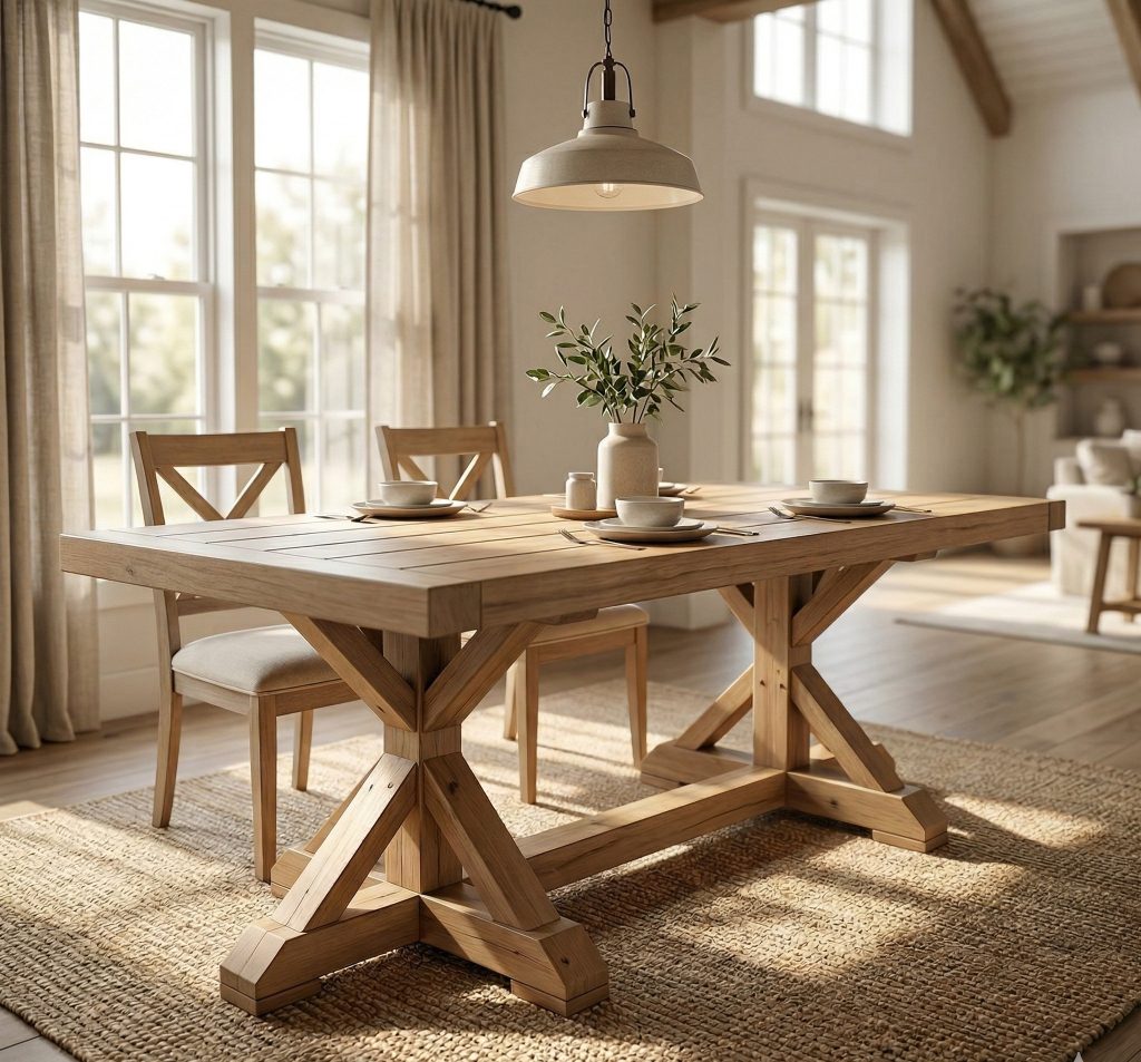 DIY farmhouse dining table woodworking plans