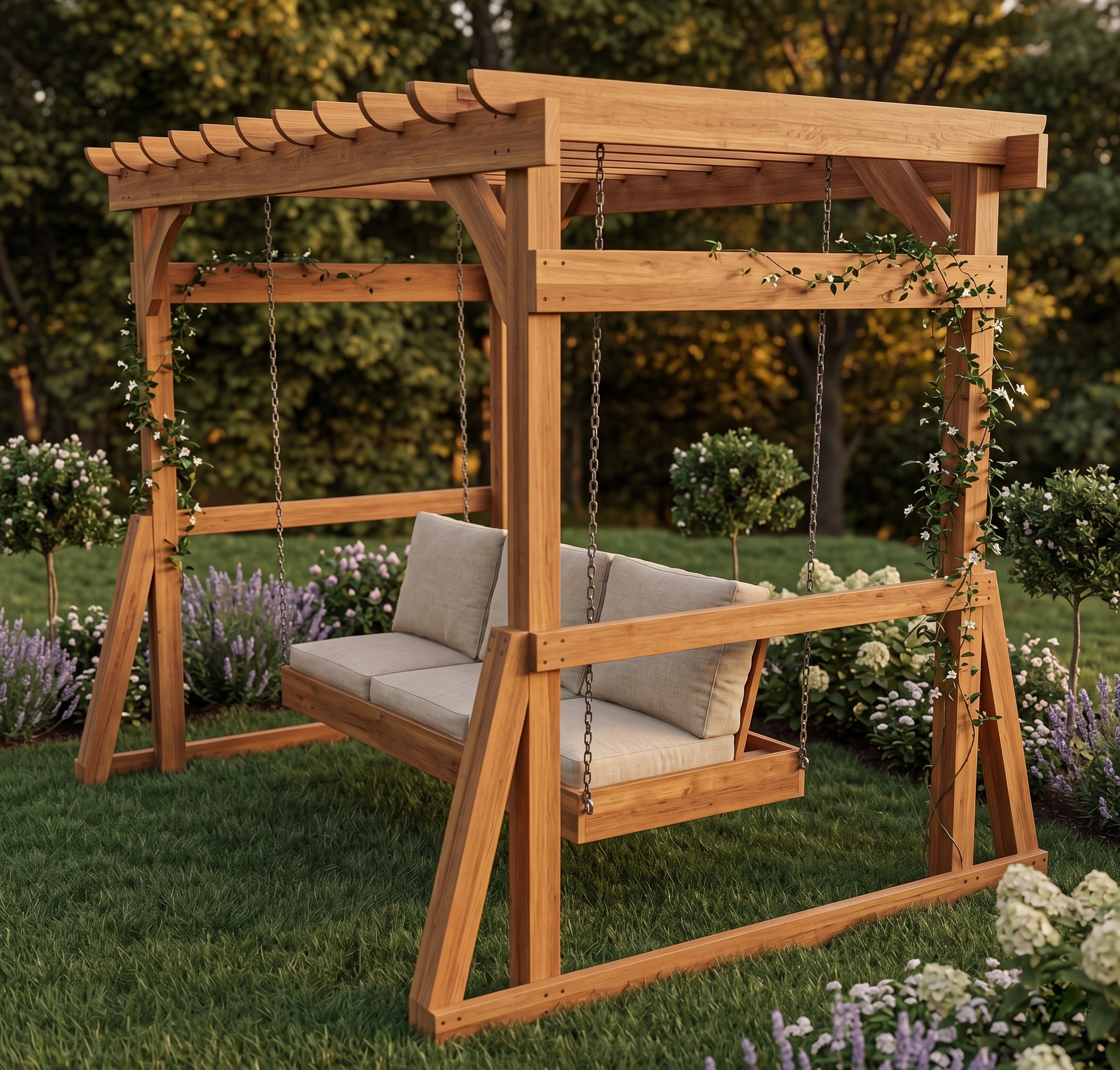 DIY Outdoor Arbor with Swing Bench