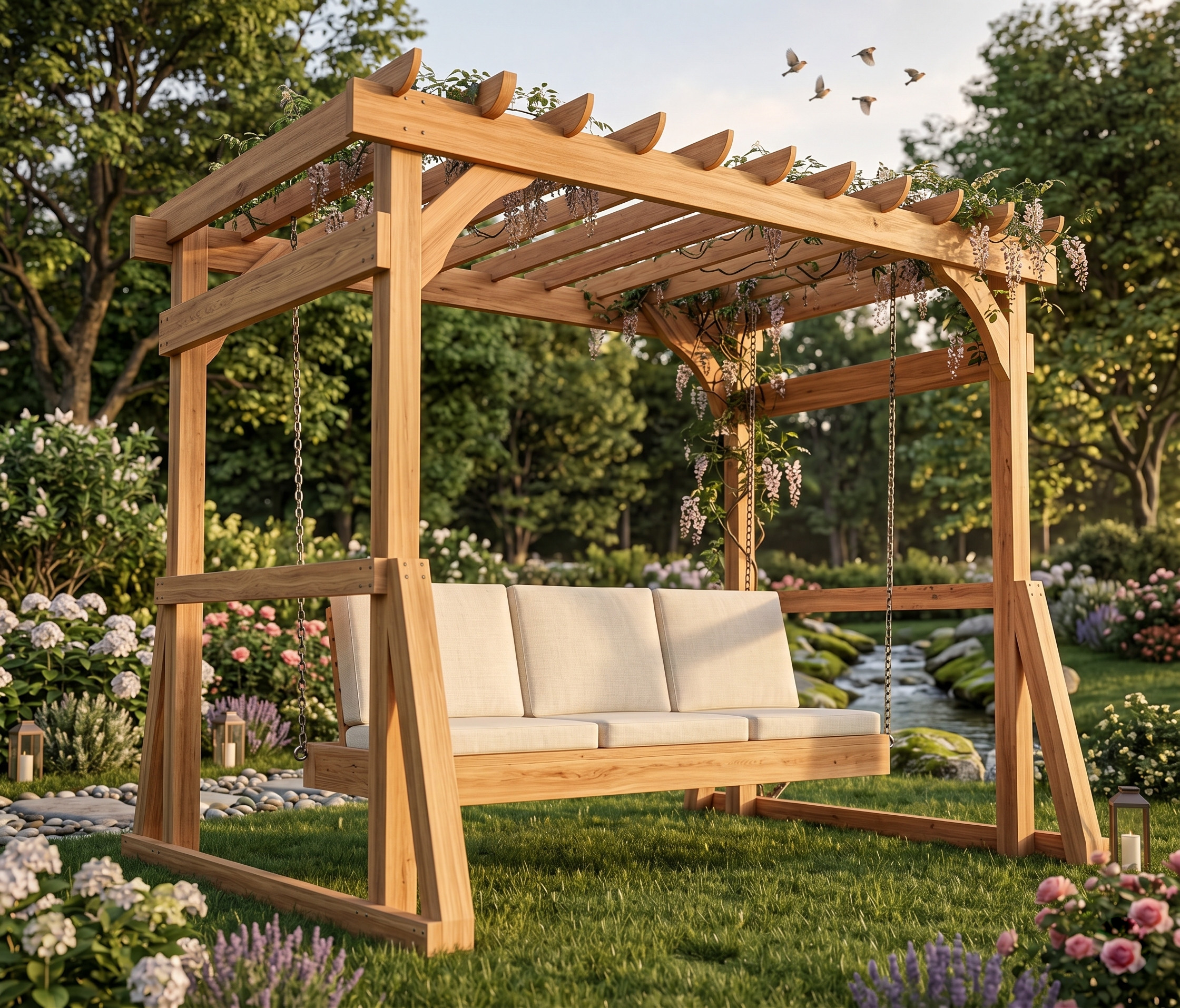 DIY Outdoor Arbor with Swing Bench