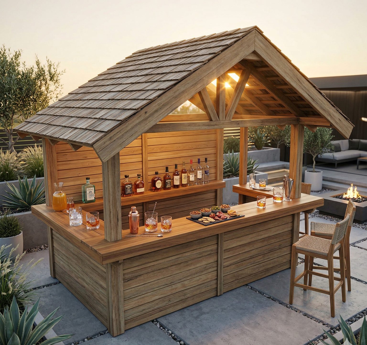 DIY Outdoor Bar with Roof Woodworking Plans PDF - TheDIYPlan