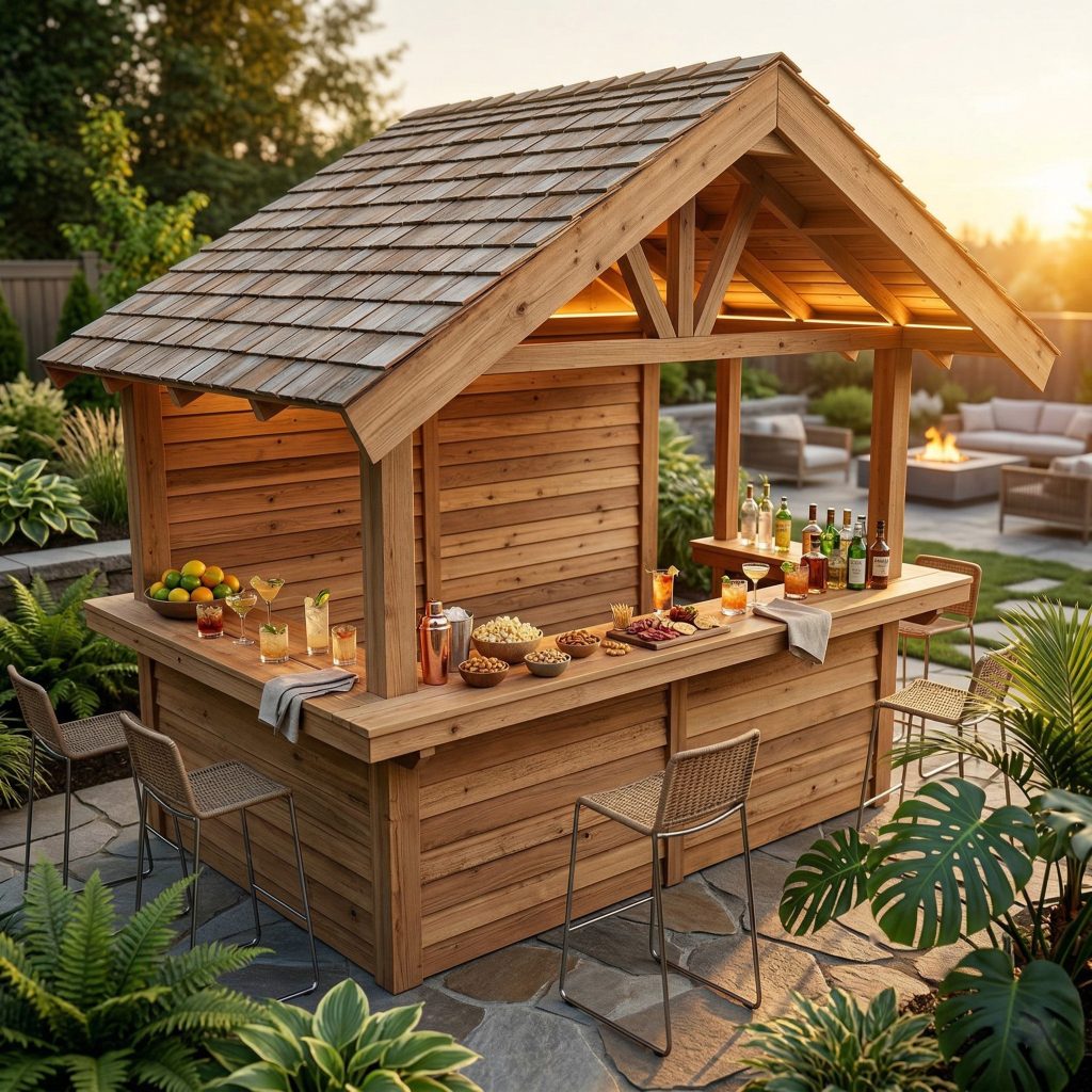 how to build DIY outdoor bar with roof step by step guide
