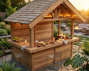 how to build DIY outdoor bar with roof step by step guide