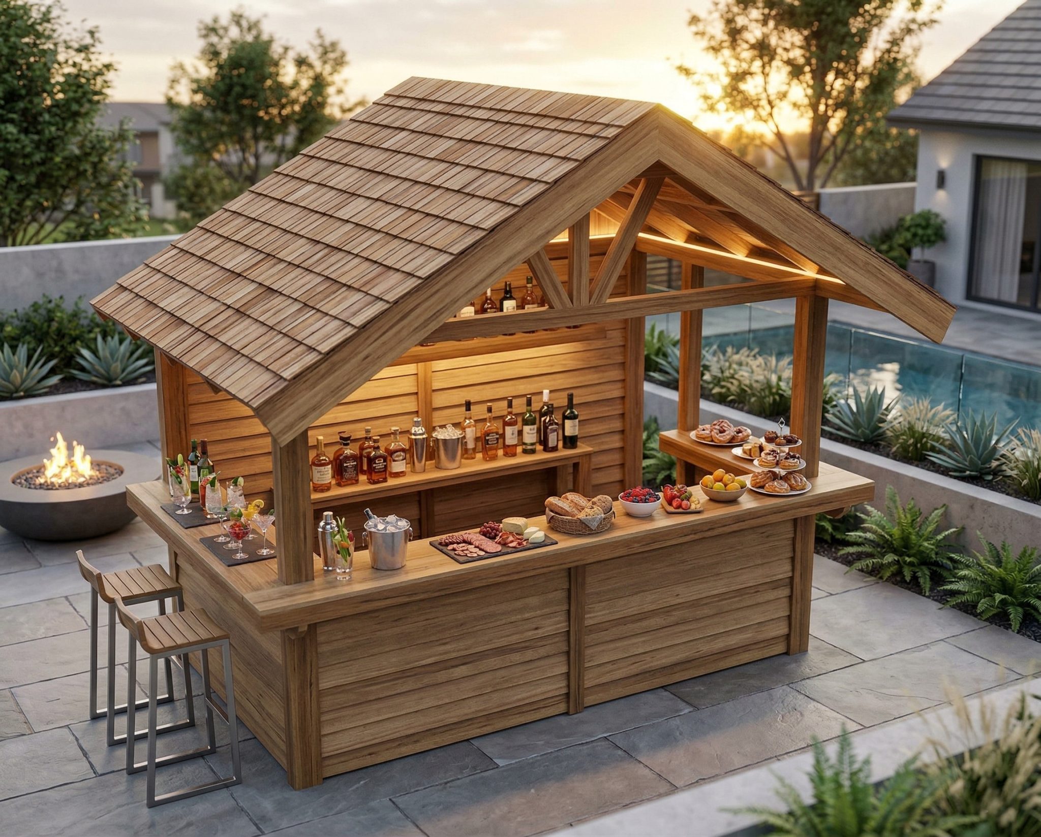 DIY Outdoor Bar with Roof Woodworking Plans PDF - TheDIYPlan