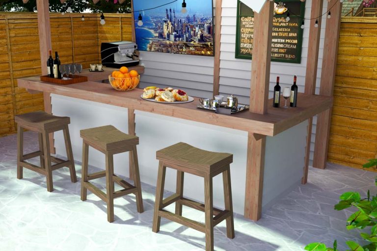 DIY Outdoor Bar with Roof Woodworking Plans PDF - TheDIYPlan