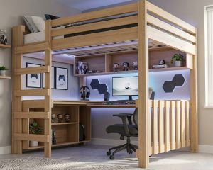 DIY Queen Size Loft Bed with Desk Woodworking Plans