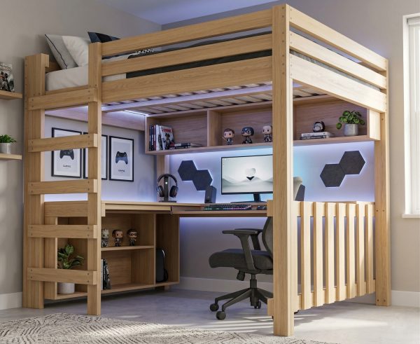 DIY Queen Size Loft Bed with Desk Woodworking Plans