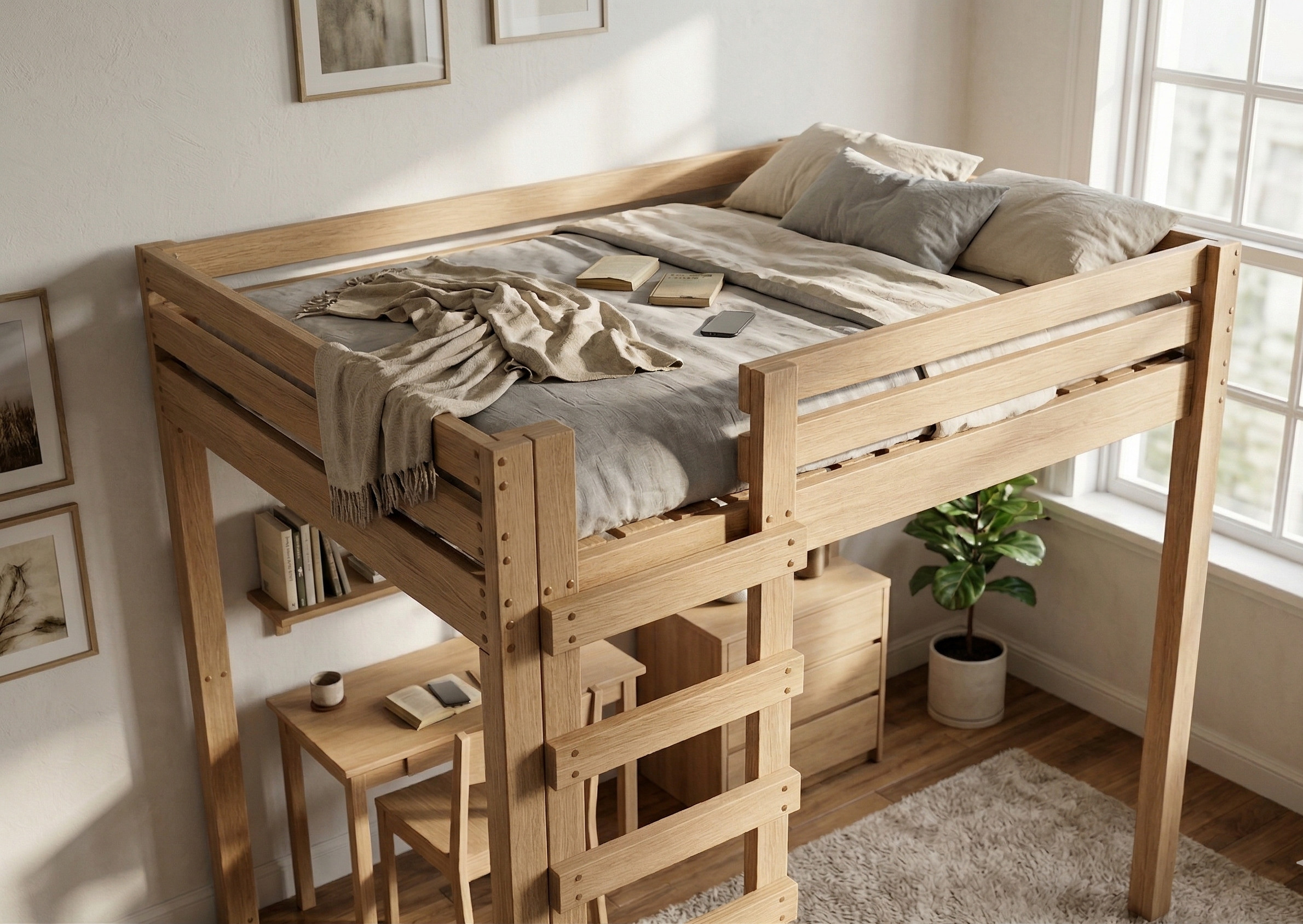 DIY queen size loft bed