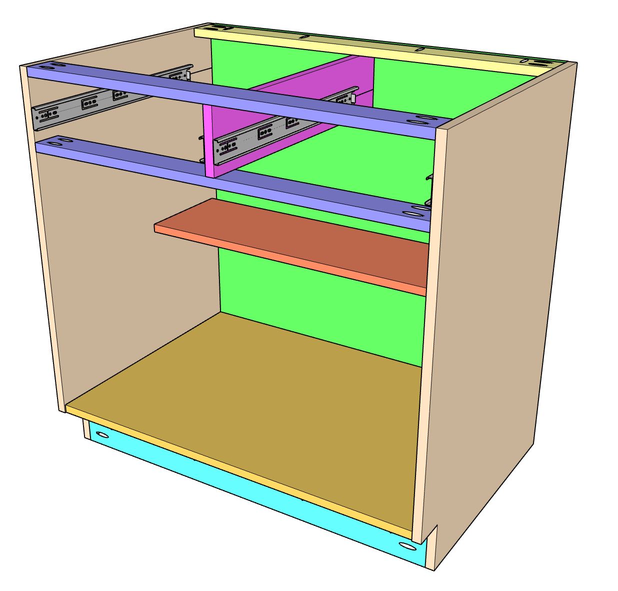 DIY frameless base cabinet double door and drawers tutorial