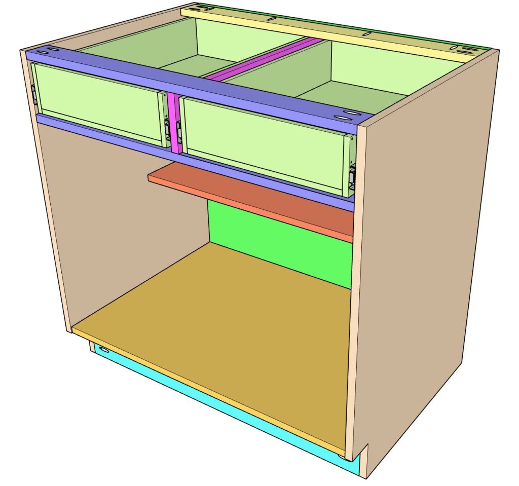 DIY frameless base cabinet double door and drawers tutorial