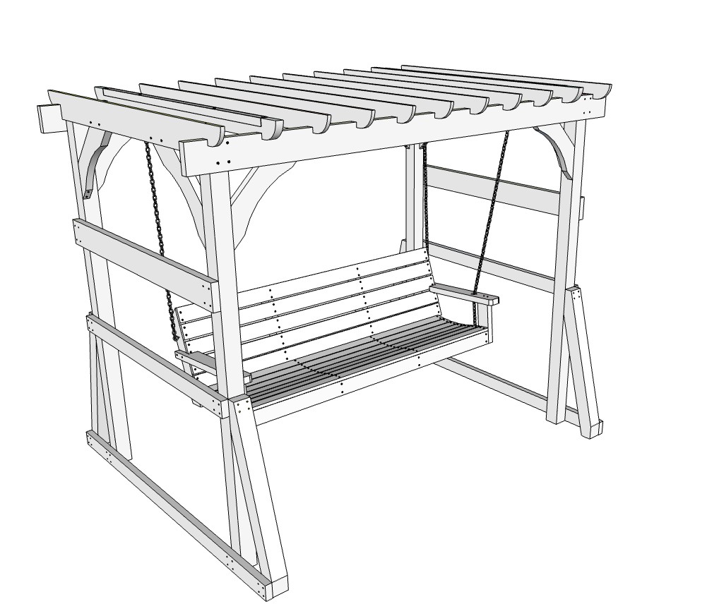 DIY pergola with porch swing bench plans