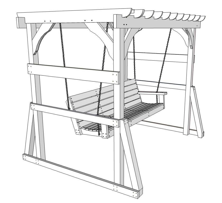 DIY pergola with porch swing bench plans