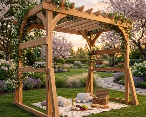 DIY pergola for a swing bench