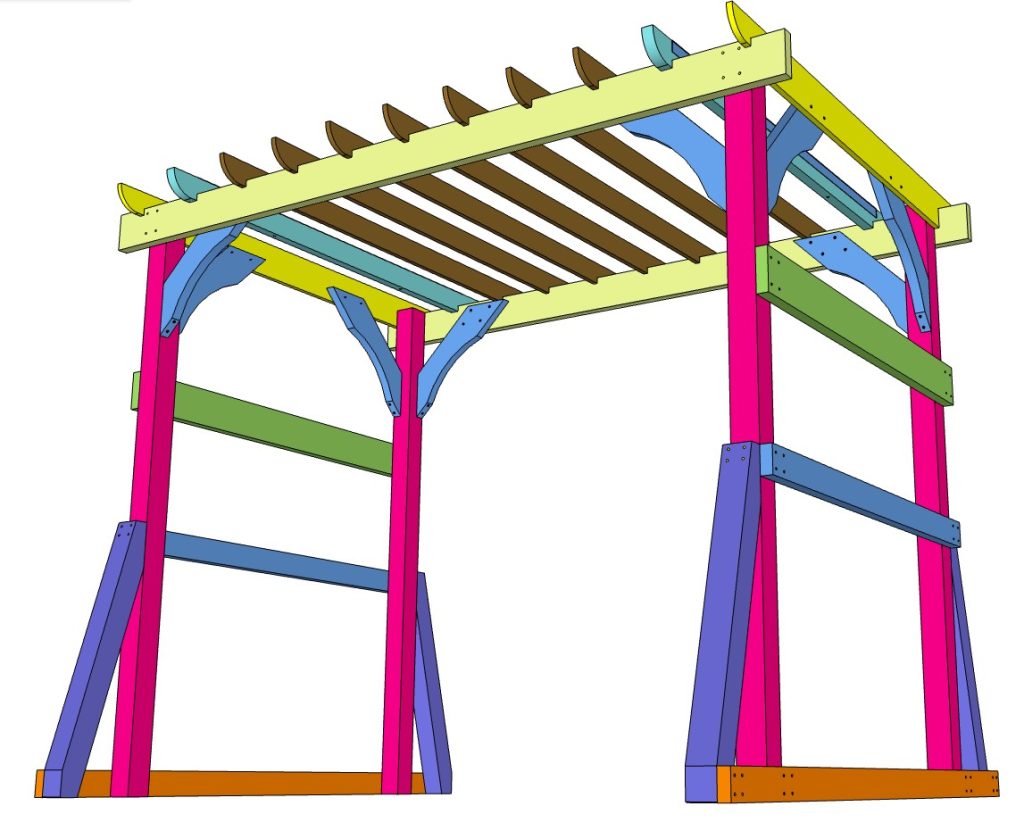 DIY pergola for a swing bench