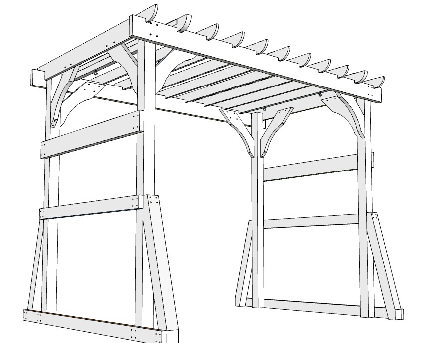 DIY pergola for a swing bench
