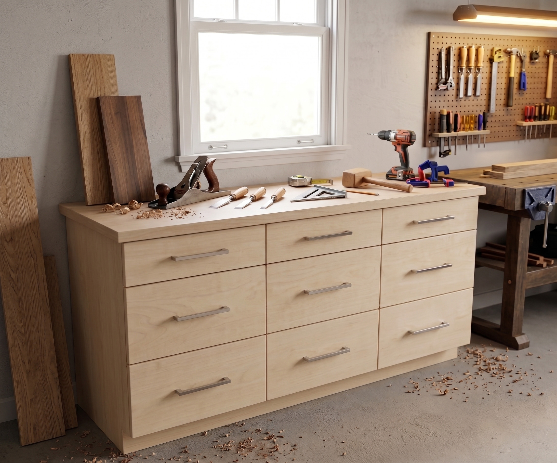DIY Base garage cabinets with drawers