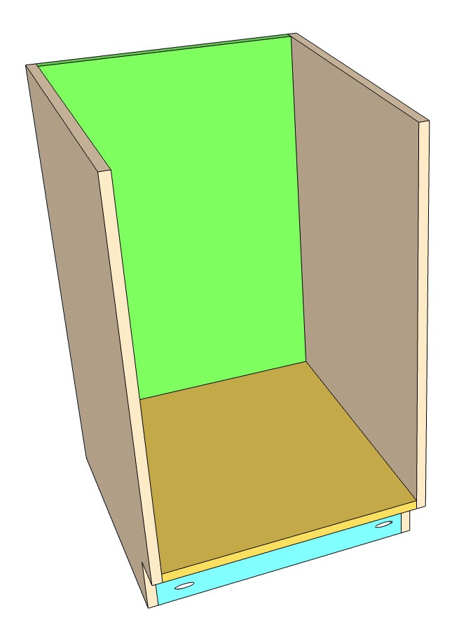 DIY Frameless Bad Cabinet 21" wide, three drawer, slap style