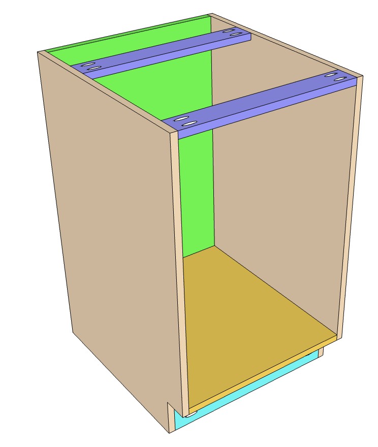 DIY Frameless Bad Cabinet 21" wide, three drawer, slap style
