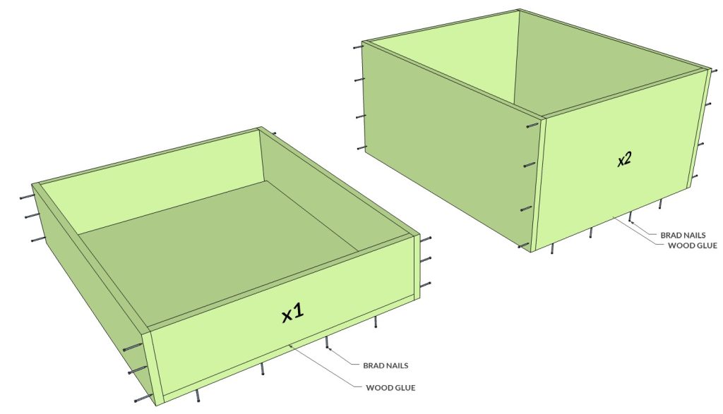 DIY Frameless Bad Cabinet 21" wide, three drawer, slap style